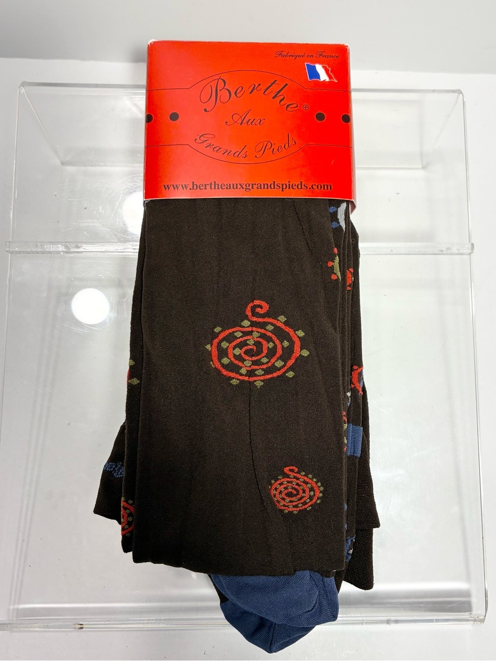 Berthe France Spiral Star Pattern Opaque Tights Brown Multi Size 3/4 (M/L)